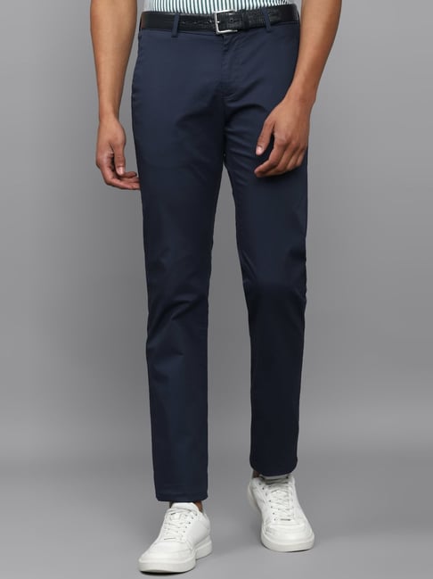 Buy ALLEN SOLLY Textured Cotton Stretch Slim Fit Men's Casual Trousers |  Shoppers Stop