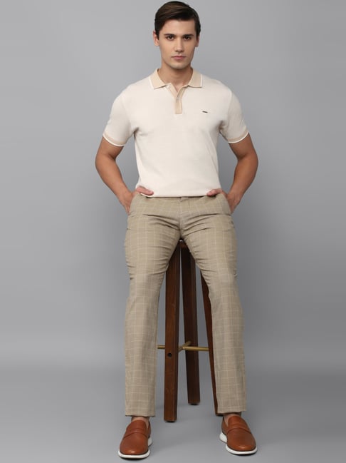 Buy Louis Philippe Beige Trousers at