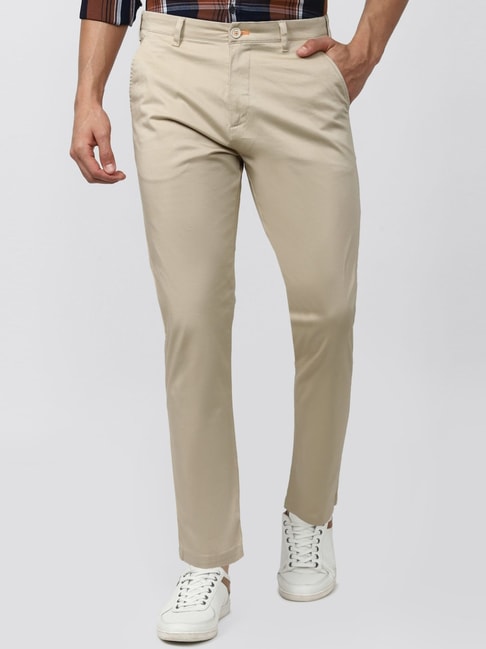 Peter England Khaki Solid Slim Fit Formal Trouser 5818706htm  Buy Peter  England Khaki Solid Slim Fit Formal Trouser 5818706htm online in India