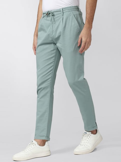 Buy EMPORIO ARMANI Slim Fit Flat-Front Chinos | Grey Color Men | AJIO LUXE