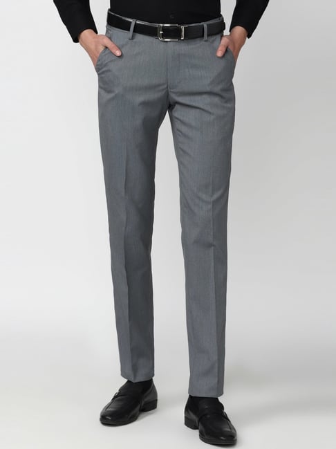 Peter England Grey Slim Fit Trousers