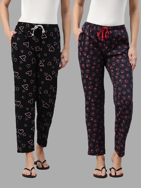 Buy Kryptic Blue Black Printed Pyjamas Pack of for Women's
