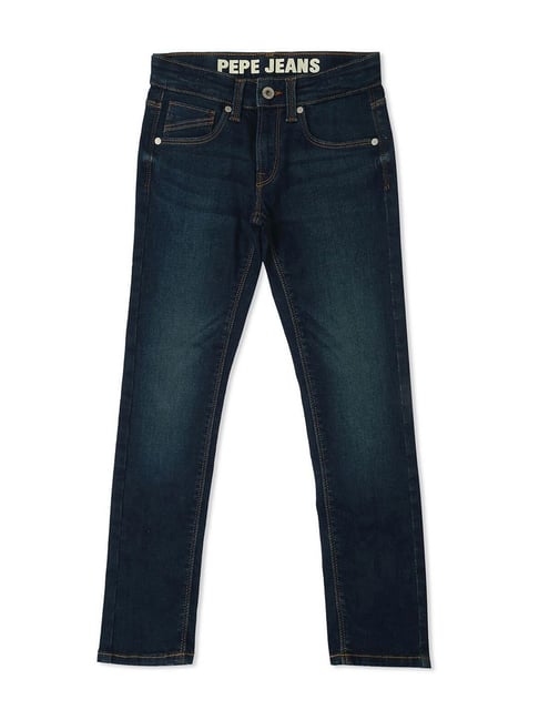 Pepe Jeans Kids Blue Cotton Slim Fit Jeans