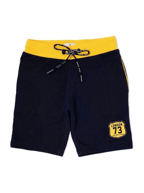 Pepe Jeans Kids Navy & Yellow Cotton Printed Shorts