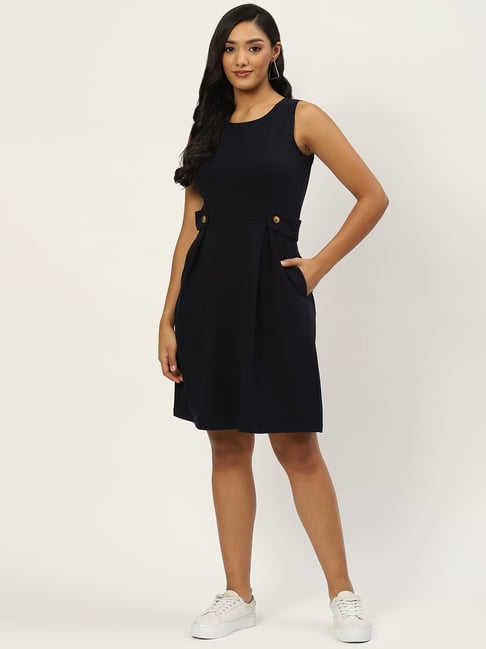 BRINNS Navy Midi A Line Dress Price in India