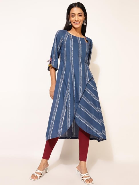 Buy Fabindia Blue Cotton Printed A Line Kurta for Women Online Tata CLiQ