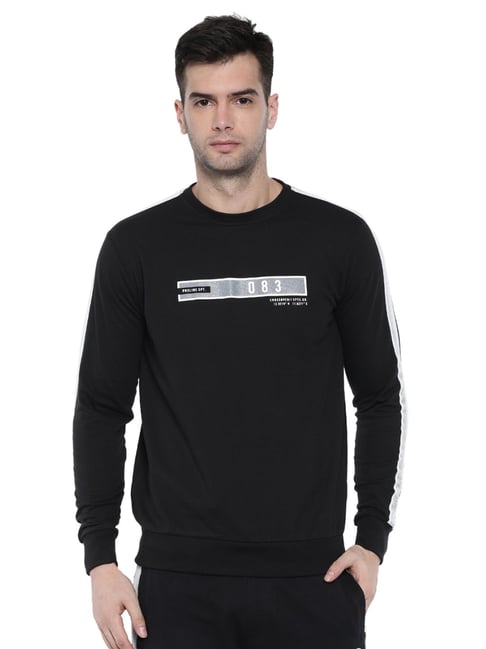 Buy Proline Black Cotton Regular Fit Striped Sweatshirts for Mens Online Tata CLiQ