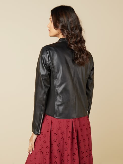Buy LOV by Westside Black FauxLeather Jacket for Online Tata CLiQ