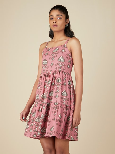 Bombay Paisley by Westside Desert Rose Printed Tiered Dress Price in India
