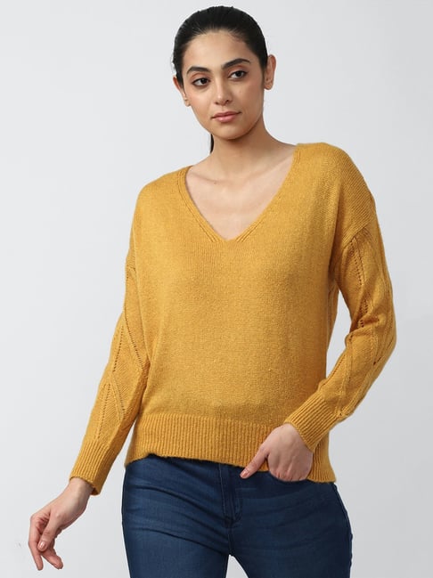 Van Heusen Yellow Self Design Sweater-picture-17