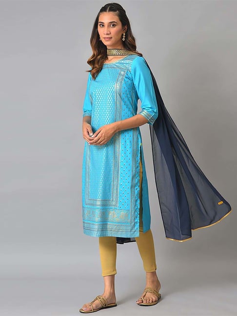 Aurelia Blue Plain Dupatta