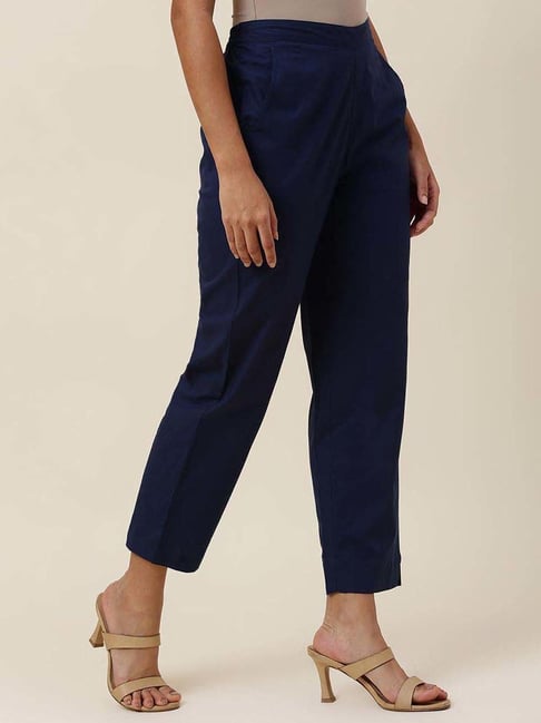 Fabindia Navy Cotton Mid Rise Pants-picture-34