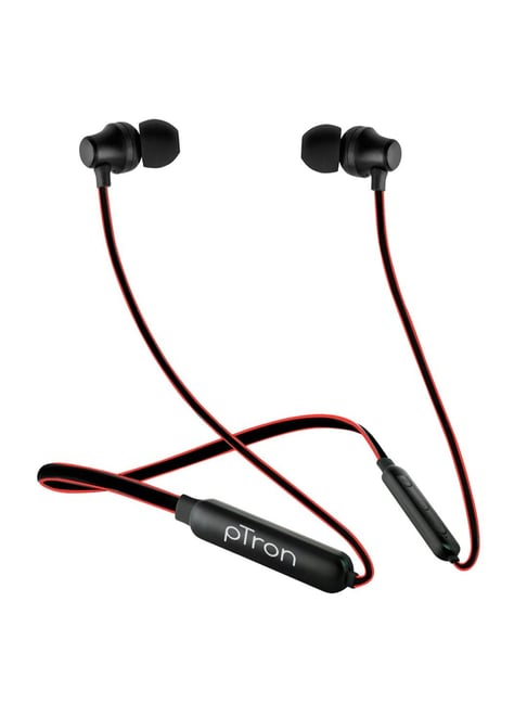 PTron Tangent Lite Bluetooth 5.0 Wireless in Ear Neckband with Mic (Black & Red)