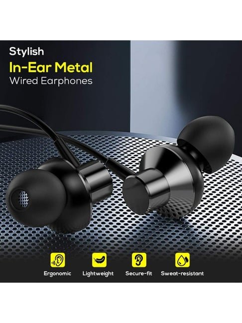 PTron Pride Lite in Ear Wired Earphones with Mic, Aux (Grey)