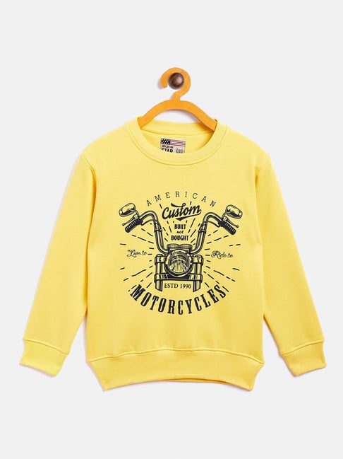 Duke Kids Yellow Printed Full Sleeves Sweatshirt