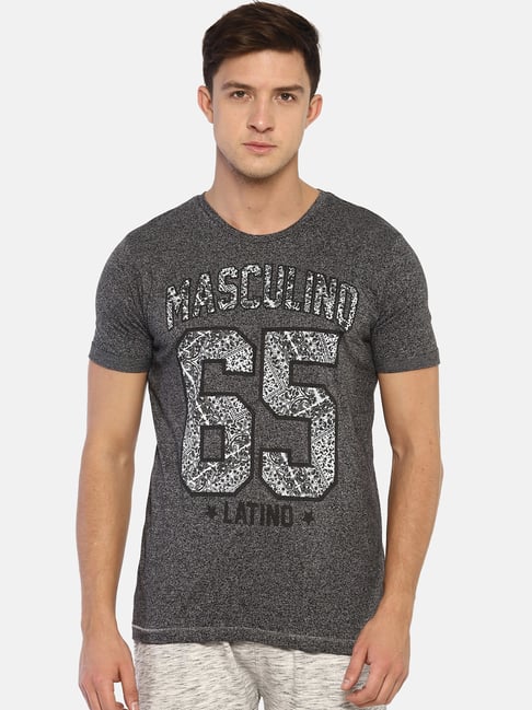 Masculino Latino Grey Cotton Regular Fit Printed T-Shirt-picture-43