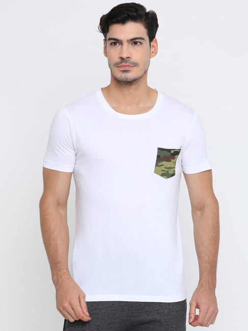 Masculino Latino White Cotton Regular Fit Camouflage T-Shirt-picture-25
