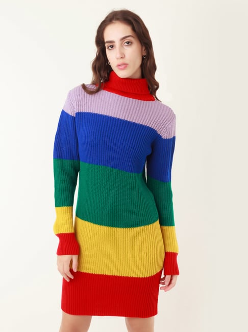 zink Z Multicolor Sweater Dress Price in India