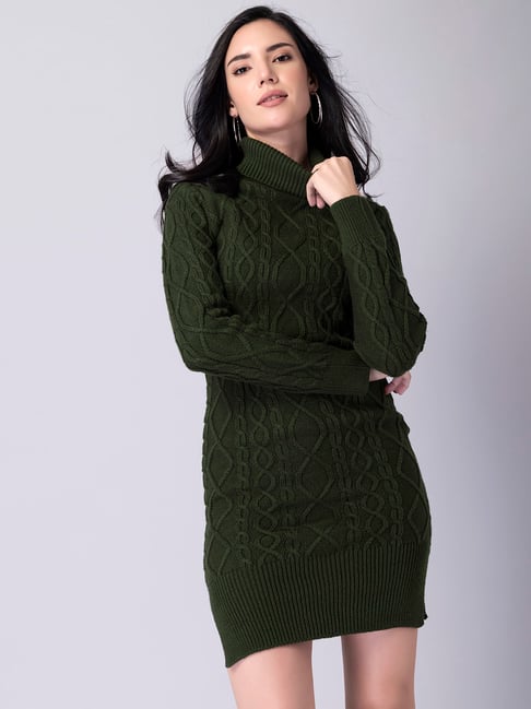 Buy FabAlley Green High Neck Cable Knit Sweater Bodycon Dress for Women Online @ Tata CLiQ Buy FabAlley Green High Neck Cable Knit Sweater Bodycon Dress for Women Online @ Tata CLiQ