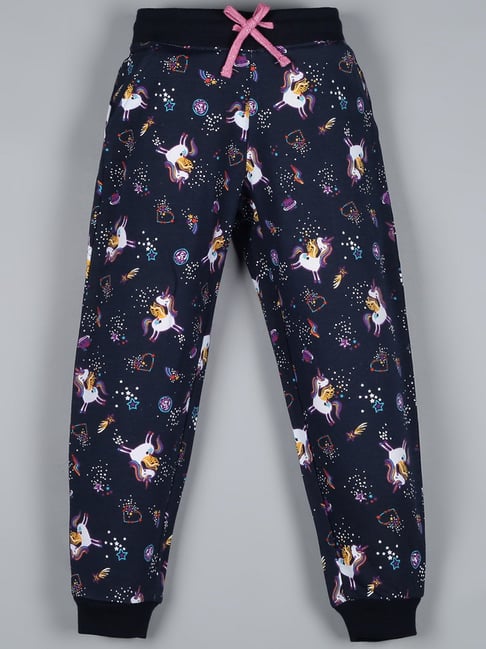 Plum Tree Kids Navy Cotton Printed Joggers-picture-32