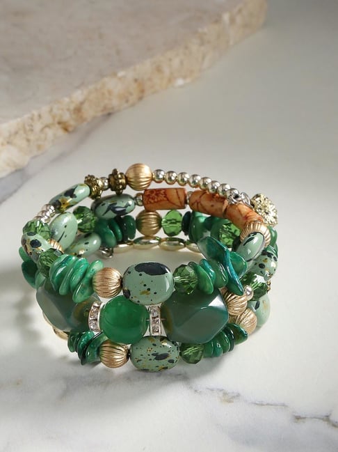 JumpingLight Silver Emerald Green Rhinestone Bracelet Slave Cuff India |  Ubuy