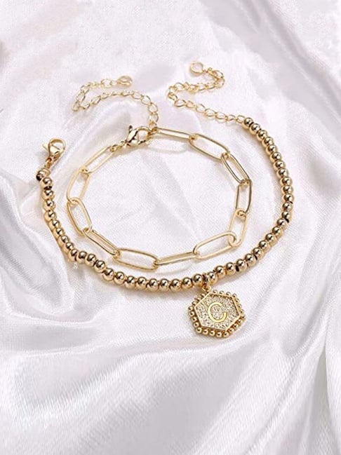 Buy Jewels Galaxy Golden Charms Bracelet Set of Online At Best