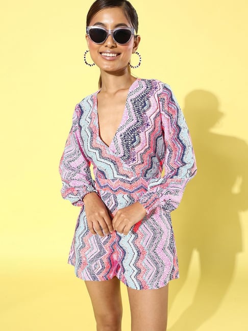 Style Quotient Pink & Green Printed Jumpsuit