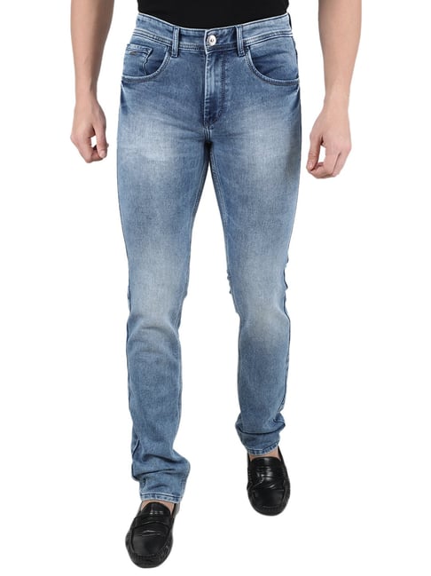 Monte Carlo Blue Regular Fit Lightly Washed Jeans