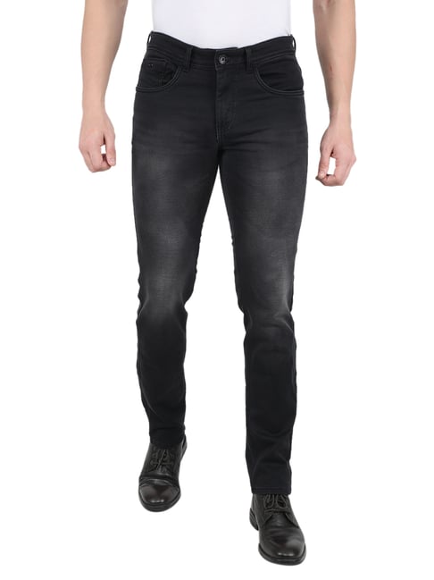 Monte Carlo Black Regular Fit Lightly Washed Jeans