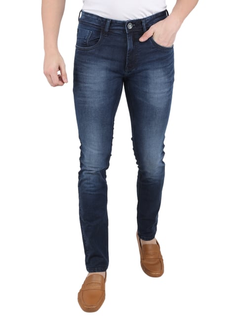 Monte Carlo Blue Regular Fit Lightly Washed Jeans