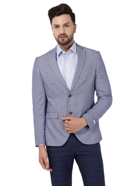 Blackberrys Blue Slim Fit Checks Blazer