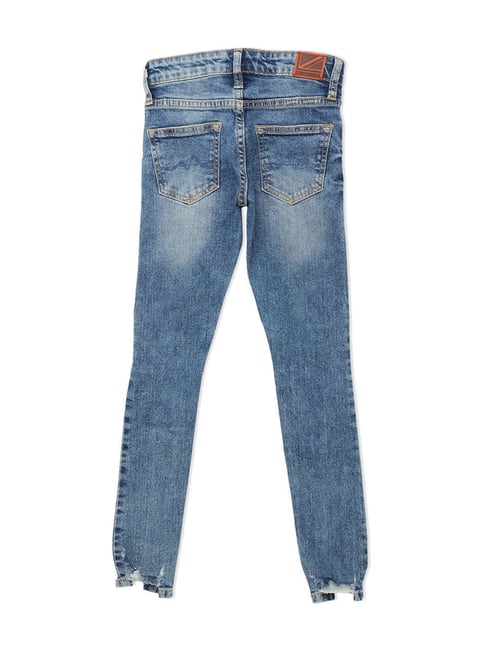 Buy Pepe Jeans Kids Blue Cotton Distressed Jeans for Girls Clothing Online Tata CLiQ