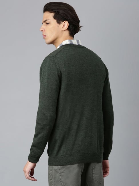 Hunter green v hot sale neck sweater