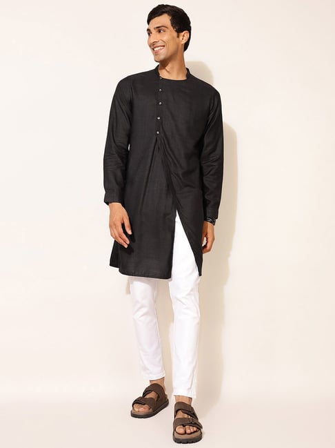 Black kurta slim sales fit