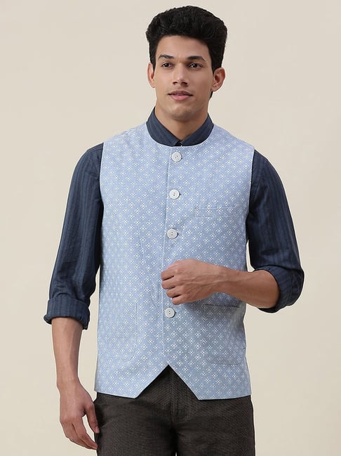 Buy Cotton Silk Ikat Nehru Jacket for Men Online at Fabindia | 10700729