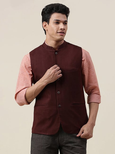 Buy Fabindia Brown Cotton Slim Fit Nehru Jackets for Mens Online Tata CLiQ