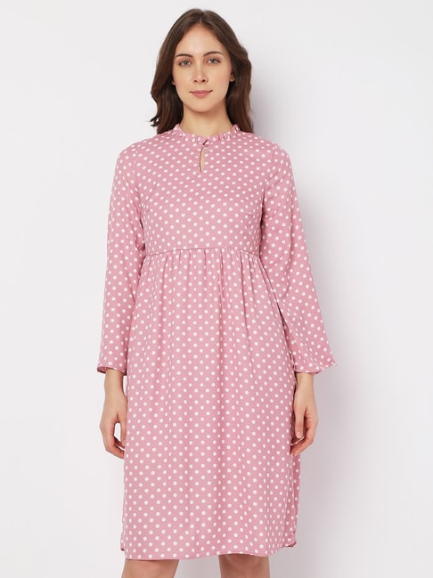 Vero Moda Pink Polka Dots A-line Dress Price in India