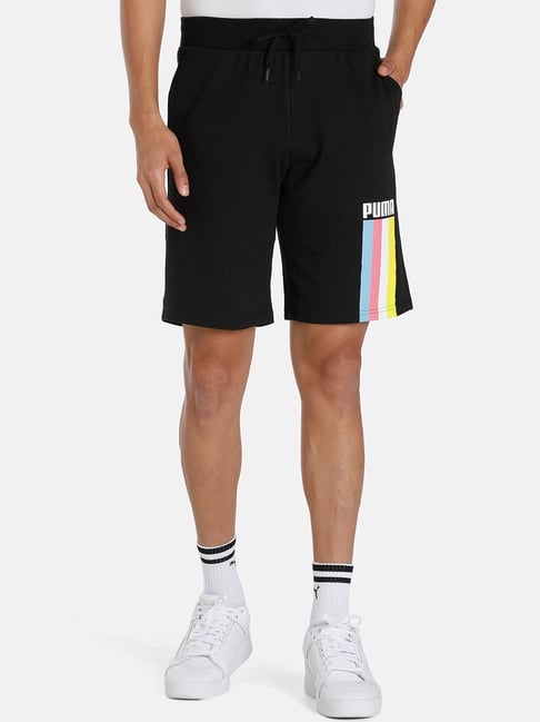 Puma Black Cotton Regular Fit Printed Shorts-picture-27