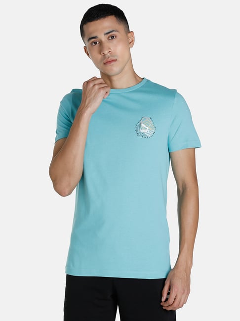 Buy Puma Light Blue Slim Fit Printed Jersey for Mens Online @ Tata CLiQ