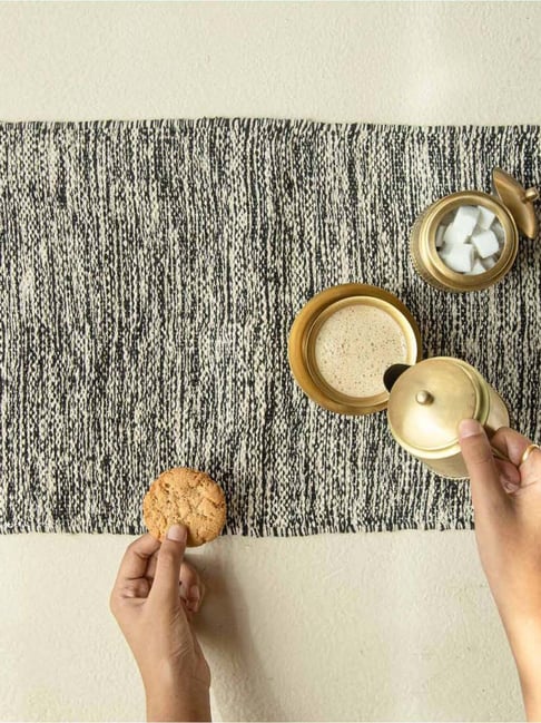 Ellementry Statico Black Cotton Placemat - Set of 6