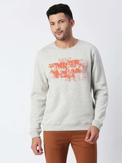 Pepe Jeans Grey Regular Fit Printed Sweatshirt