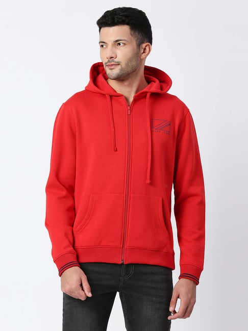 Pepe Jeans Red Regular Fit Hooded Sweatshirt