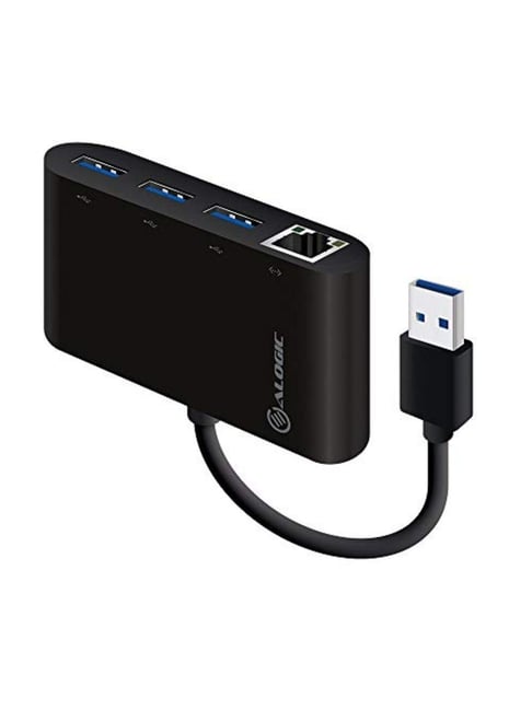 Alogic USB 3.0 SuperSpeed 3 Port HUB and Gigabit Ethernet Adapter (Black)