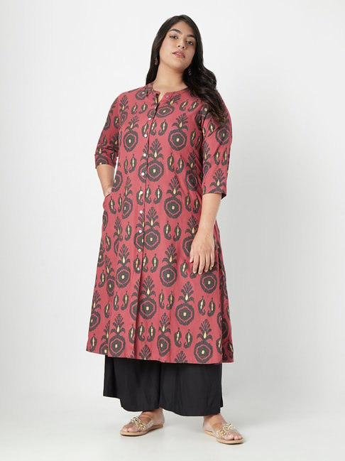 Diza Curves by Westside Light Maroon Printed A-Line Kurta Price in India