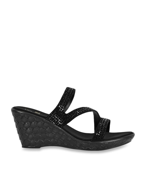 Jove Women's Black Casual Wedges Price in India