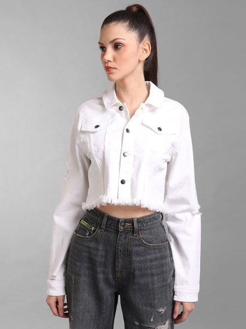 ROMAN - White Denim Jacket on Designer Wardrobe