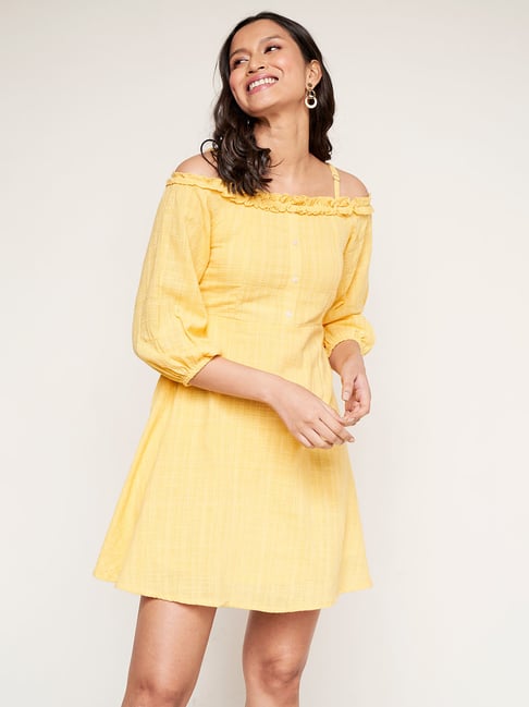 AND Yellow Fit & Flare Dress