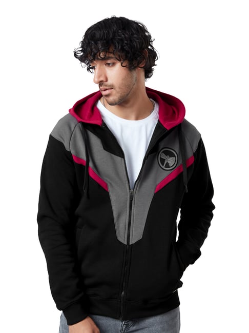 The Souled Store Black Thor: Thunder Effect Hooded Sweatshirt-picture-44