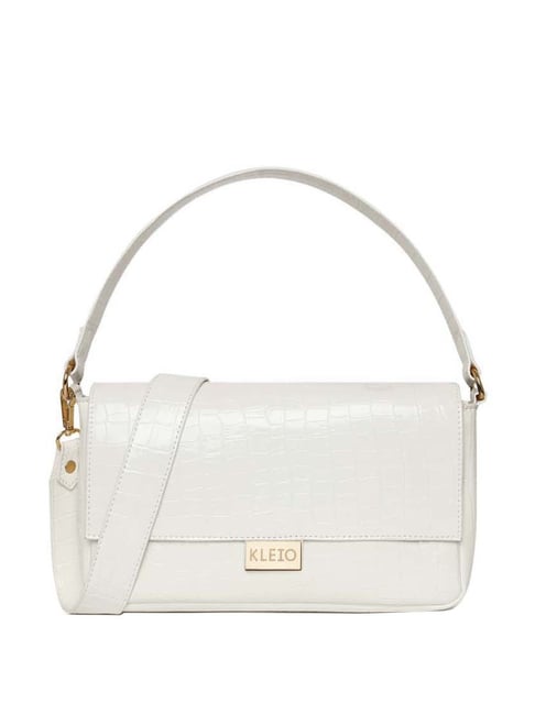 KLEIO White Textured Medium Handbag-picture-46