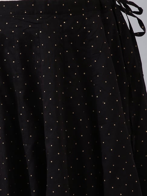 Buy Fabindia Black Cotton Printed Maxi Skirt for Women Online